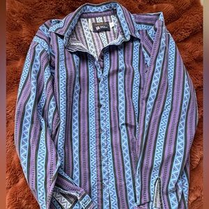 Panhandle Slim Purple and Blue Button Down Shirt